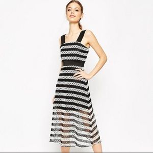 asos black and white striped lace dress